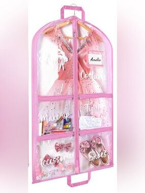 Clear Dance Recital Garment Bag with labeled pockets
